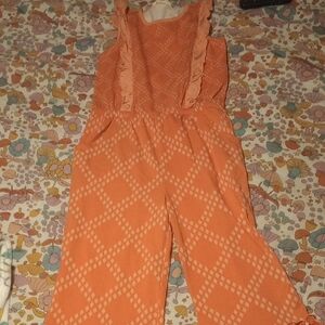 Matilda Jane Orange Patterned Jumpsuit Size 14 Nwt